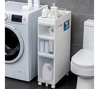 Armoire de rangement de salle de bain fine sur pied, tiroir transparent 2/3/4 et roulettes, armoire de salle de bain étroite, commode étroite étanche pour petits espaces, espace