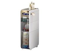 Armoire de Rangement de Salle de Bain Verticale Mince avec tiroirs Transparents et roulettes Porte-Papier Toilette en Plastique pour évier de Bain étroit Organisateur Haut et Peu encombrant