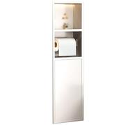 Armoire de rangement décorative intégrée en acier inoxydable avec poubelle pour salon, chambre à coucher, cuisine, salle de bain - Blanc 18 x 80 x 12,5 cm