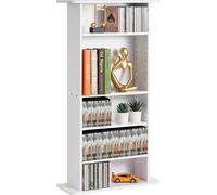 Armoire de rangement des médias - 5 niveaux - Étagères réglables pour DVD - 240 CD - Blanc - Peu encombrant et élégant