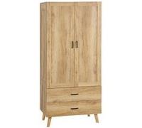 HOMCOM Armoire à vêtements armoire de rangement 2 portes et 2 tiroirs avec tringle - 80 x 54 x 180 cm | Aosom France