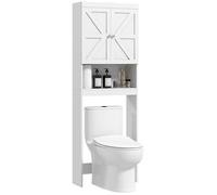 HOMCOM Meuble de Rangement au-Dessus des Toilettes, Meuble WC au-Dessus des Toilettes, avec Placard 2 Portes et étagère Ouverte 58,5L x 23l x 170H cm en Bois - Blanc