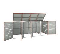 Armoire de rangement d'extérieur à double compartiment pour poubelle à roulettes avec porte à charnière, cadre en acier galvanisé pour jardin, terrasse, 138 x 77,5 x 112,5 cm, cachette poubelle