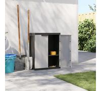 Armoire de rangement d'extérieur grise et noire, 65 x 37 x 85 cm - Casiers en polypropylène durable pour jardin, terrasse, abri de jardin et arrière-cour - Solution de rangement résistante aux