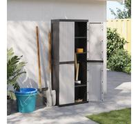 Armoire de rangement d'extérieur résistante à l'eau - Armoire multiespace en plastique gris et noir, casier de jardin 65 x 37 x 165 cm, organiseur durable et résistant aux intempéries pour outils et