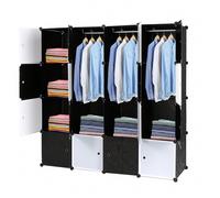 Armoire de rangement Diy Penderie 16 Cubes Armoire de placard modulaire avec barre de suspension Portes blanches et panneaux Présentation:Avez-vous besoin d'un Cube Storage universel ? Si c'est le cas