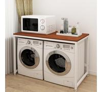 Armoire de rangement double pour lave-linge et sèche-linge, étagère de salle de bain, 128 x 60 x 99 cm, peut supporter 150 kg, finition marron élégante, design peu encombrant