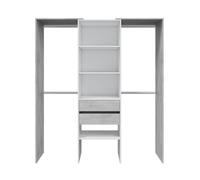 Armoire de rangement dressing en bois coloris blanc mat et gris ciment - Hauteur 202 x Longueur 179 cm x Profondeur 50 cm