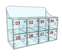 Armoire de rangement en acrylique pour téléphone portable avec compartiments verrouillables, 630 emplacements personnalisables, boîte de rangement transparente pour accessoires et appareils