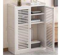 Armoire de rangement en bambou pour routeur - Étagères réglables cachées - Armoire autonome à 2 portes pour chambre à coucher et salon (blanc, 82 cm)