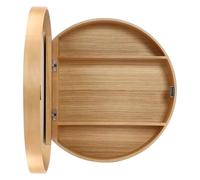 Armoire de rangement en bois avec miroir - Meuble mural rond à suspendre - Armoire murale décorative pour cosmétiques - Porte rabattable - 50 cm