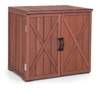 Costway Armoire Abri De Jardin En Bois De Sapin Massif Avec Doubles Portes Et Poignées Pratiques 77 X 56 X 72cm Armoire De Rangement Multicolore