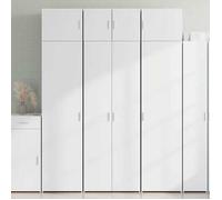Armoire de rangement en bois d'ingénierie - JILI'S - Blanc - 70x42,5x225 cm - 6 compartiments - Économie d’espace