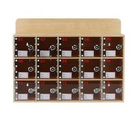 Armoire de rangement en bois pour téléphone portable avec portes en acrylique transparent et serrures autoportantes pour bureau ou salle de classe, casier mural pour téléphones 53,4 x 18,8 x 33,9 cm