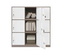 Armoire de rangement en métal à 9 portes avec serrure - Armoire de rangement verrouillable en acier - Charge maximale 120 kg - Pour bureau, atelier et vestiaire - 9 compartiments - 90 x 42 x 100 cm