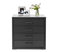 Armoire de rangement en métal avec 4 tiroirs - Charge maximale : 3 kg par couche - Pour le bureau à domicile - À monter soi-même - Noir