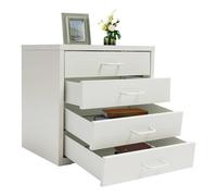 Armoire de rangement en métal avec 4 tiroirs - Charge maximale : 3 kg par couche - Pour le bureau à domicile - À monter soi-même - Blanc