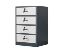 Armoire de rangement en métal avec serrure - Noir élégant - Avec étagères réglables et 4 tiroirs - Solution de classement pour la maison et le bureau pour un design élégant.