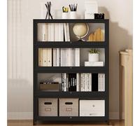 Armoire de Rangement en Métal, Bibliotheque Bibliothèque avec Porte Rabattable Vers L'intérieur, Armoire de Rangement Autonome avec Porte Magnétique, Pieds Réglables, pour Cuisine, Salon, Bureau(Black