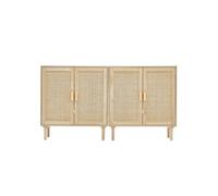 VEVOR Armoire en rotin, Lot de 2, Armoire de Rangement en rotin avec 4 Portes magnétiques et étagères réglables, Commode en rotin Polyvalente, Buffet pour Couloir, entrée, Naturel, 160 x 37,5 x 88 cm