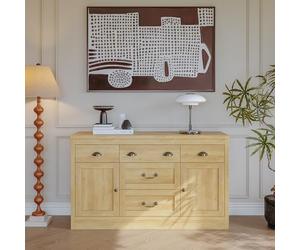 Armoire de rangement en rotin avec 4 portes magnétiques, étagères et poignées réglables, armoire en rotin, pour couloir, entrée, salon, cuisine, couloir (couleur bois naturel, 2 portes)