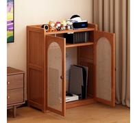 Armoire de Rangement en rotin pour routeur Wi-FI, boîte de Rangement au Sol pour routeur, Modem, multiprise et Gestion des câbles, Organisateur pour la Maison et Le Bureau (60 x 113 x 25 cm)