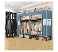 Armoire De Rangement En Tissu, Armoires Portable Avec Barre De Suspension, Porte-vêtements Pliable, Penderie Avec Housse, Penderies Repliables Transportable Garde-Robe(Blue 1,195cm/76.8inch)
