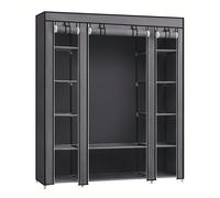 Armoire de rangement en tissu, Penderie avec housse, Placard, Garde-Robe, 45 x 150 x 175 cm, 12compartiments, Cadre en métal, Vestiaire, Gris Gris