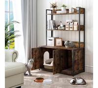 Armoire de rangement et buffet à 3 niveaux - Commode multifonction avec 2 portes, comme cachette de litière et étagère, meuble robuste pour salon, couloir, chambre à coucher, aspect bois marron