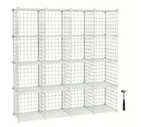 Armoire de rangement, Étagère, Panneaux en treillis, 4 Niveaux, 4 Rangs, Grande capacité, Blanc