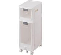 Armoire de rangement étroite avec tiroirs transparents, chariot de rangement fin à 2 niveaux, grande capacité pour salle de bain, cuisine ou bureau - Solution peu encombrante