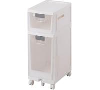 Armoire de rangement étroite avec tiroirs transparents - Chariot de sol à 2 niveaux pour salle de bain, cuisine ou bureau - Grande capacité pour papier toilette et essentiels