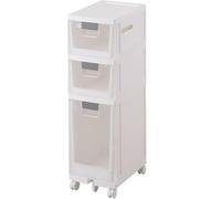 Armoire de rangement étroite avec tiroirs transparents - Chariot de sol à 3 niveaux pour salle de bain et cuisine, design fin, grande capacité, idéal pour le papier toilette et les essentiels