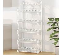 Armoire de rangement étroite en métal à 3, 4, 5 niveaux, bibliothèque pliable portable sans assemblage pour la maison, le bureau, la chambre à coucher et le salon (blanc 111 cm)