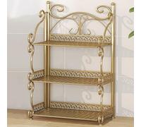 Armoire de rangement étroite en métal pliable à 3/4/5 niveaux pour la maison, le bureau, la chambre à coucher et le salon - Or 65 cm - Pas de montage nécessaire