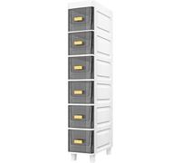 Armoire de rangement étroite - Tour de rangement verticale fine avec tiroirs, design à 5 niveaux pour salle de bain ou chambre à coucher, économiseur d'espace efficace de 17,8 cm de large, cadre blanc