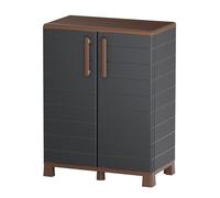 Armoire de rangement Extérieur/Intérieur 2 portes 2 Etagères Anthracite - Meuble de rangement de Garage 68 x 37 x 90 cm