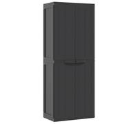 Armoire de Rangement Exterieur Noir 65x37x165 cm en Polypropylene | Étagère réglable, design compact, verrou possible, fixation murale incluse, entretien facile