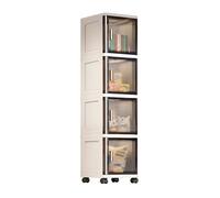 Armoire de rangement fine avec roulettes en plastique multicouche pour salle de bain et cuisine, étagères étroites anti-basculement, solution d'économie d'espace (marron, 159 x 24,9 x 38,1 cm)