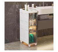 Armoire de rangement fine de grande capacité avec tiroirs et roues en plastique transparent, organiseur de papier toilette pour petits espaces (gris, 3 niveaux)