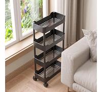 Armoire de rangement fine et étanche pour salle de bain avec tiroirs Noir 3 étagères 20 cm de large Idéal pour économiser de l'espace