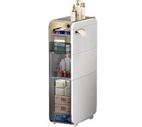 Armoire de rangement fine pour salle de bain avec tiroirs transparents - Étanche - Grande tour de rangement pour petit espace - Support pour papier toilette (3 niveaux)