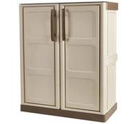 Armoire de Rangement Garage Atelier - Armoire basse 2 portes et 1 étagère Réglable Polypropylène 70 x 39 x 85.5cm Charge 20 kg Gris G