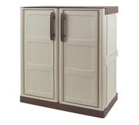 Armoire de Rangement Garage Atelier - Armoire basse beige 2 portes 1 étagère Polypropylène 70 x 39 x 85.5cm INTEC