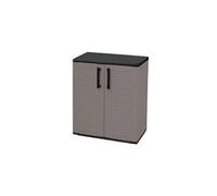 Armoire de Rangement Grise Armoire basse 2 portes Polypropylène - Meuble de rangement 68 x 37 x h84 cm