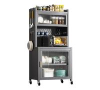 Armoire de rangement haute de cuisine - Buffet buffet de 185 cm avec montage rapide, support et portes pour micro-ondes - Idéal pour station de café et organisateur de cuisine (L : 57 cm)
