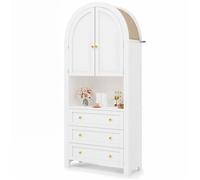 Armoire de Rangement Haute en Arc Avec Tiroirs et Portes, Buffet Cuisine, Moderne Meubles de Rangement, 70 x 35 x 180 cm ,Blanc