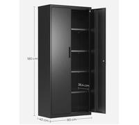 Armoire de rangement - HELLOSHOP26 - 5 niveaux - Acier traité par poudrage - Noir - Double porte