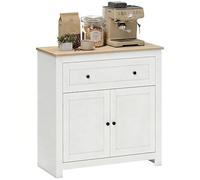 Armoire de rangement HOMCOM, armoire de cuisine moderne avec étagère réglable, tiroir et double porte, buffet pour salon, salle à manger, couloir, blanc crème