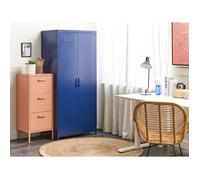 Armoire de rangement industrielle en métal bleu marin - BELIANI - VARNA - 2 portes - 4 étagères